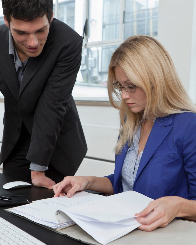 Colleagues reviewing a business plan